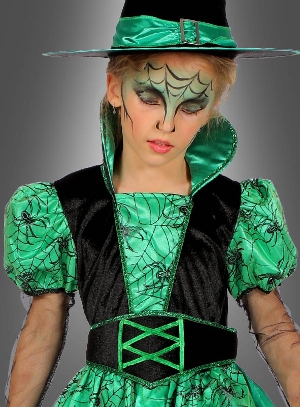 Langes Hexenkleid grün für Kinder 
