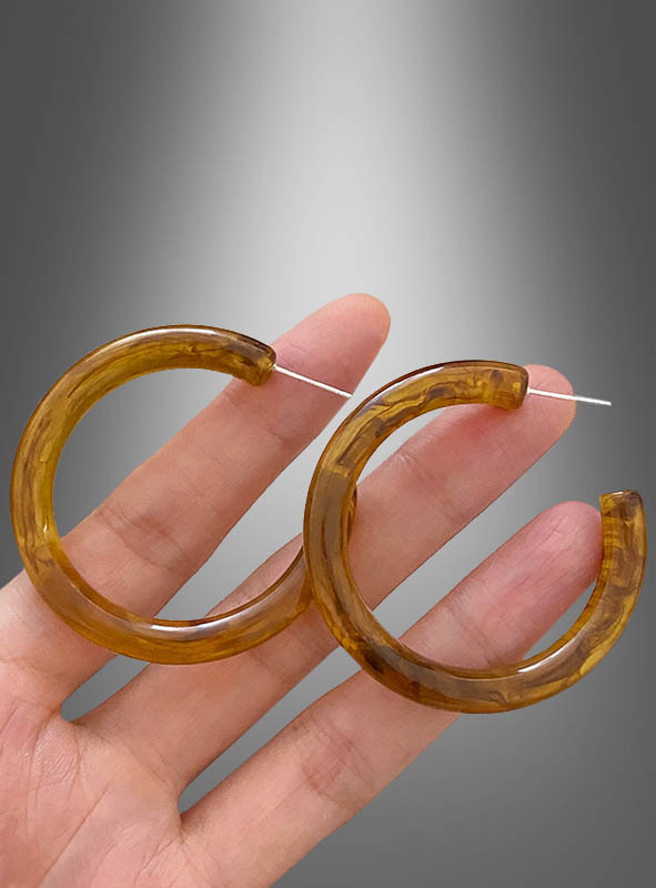 70s open Hoop Earrings brown 