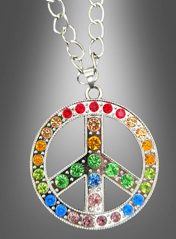 Peace Necklace with Rhinestones 