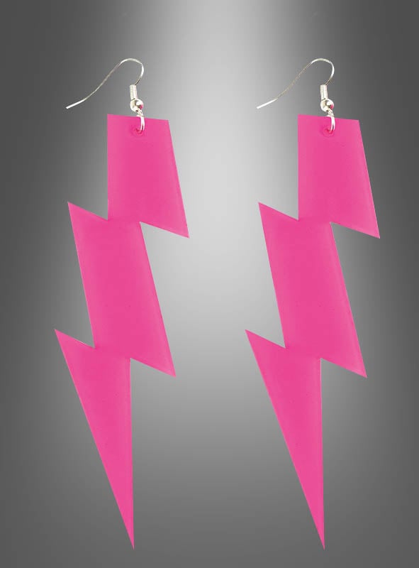 Ohrringe Blitz pink Modeschmuck 80er 90er Jahre Mottoparty Neonfarben 