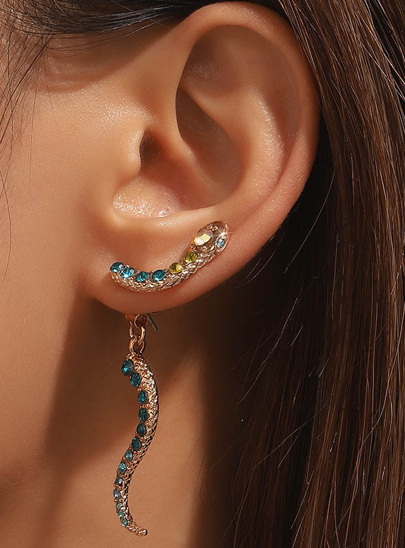 Schlange Ohrringe mit Schmucksteinen 