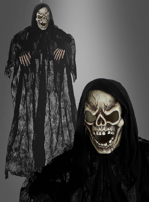 Licht Halloween Deko #390 Sound Grim Reaper TOD SKELETT animiert Bewegung 