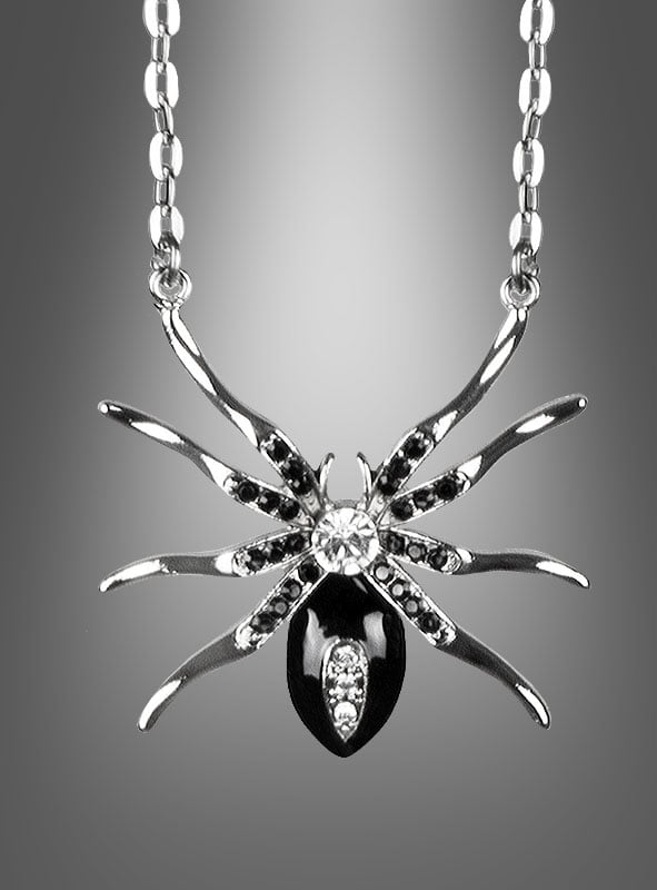 Gothic Halskette mit Anhänger silber Halloween Kette Spinne Spinnenkette Hexe 