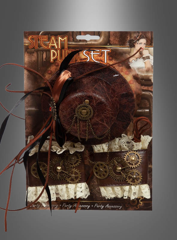 Steampunk little Hat and Cuffs Set 