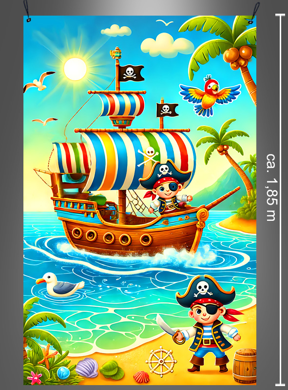 Piraten Stoffhintergrund 120x185cm Deko waschbar 