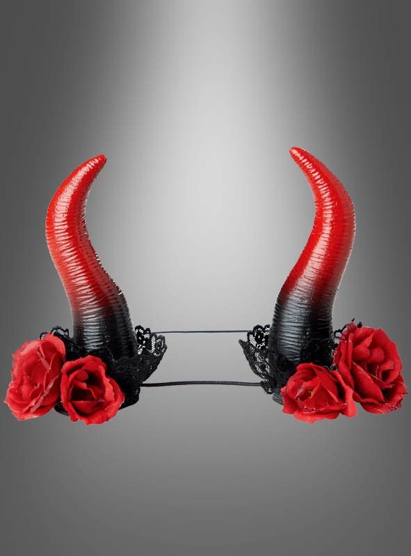 Teufelshörner rot mit Rosen 