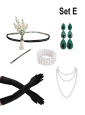 20er Charleston Accessoire Set mit Schmuck gold 
