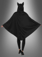 Poncho schwarze Katze mit Kapuze 
