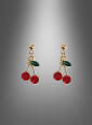 Golden Cherry Earrings Rockabilly 