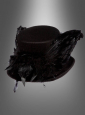 Black Top Hat with Crow Wings 