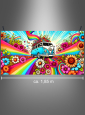70s Hippie Bus 100x185cm Wall Decoration 