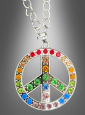 Peace Necklace with Rhinestones 