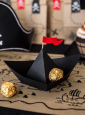 Black Pirate Paper Boat Table Deco 6 pcs 