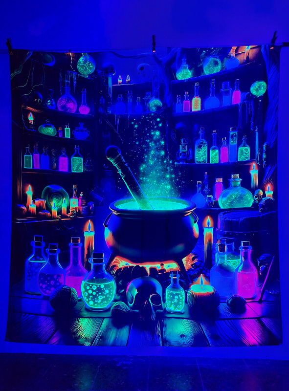 UV Hexenküche Hintergrund 180x200cm Deko waschbar 