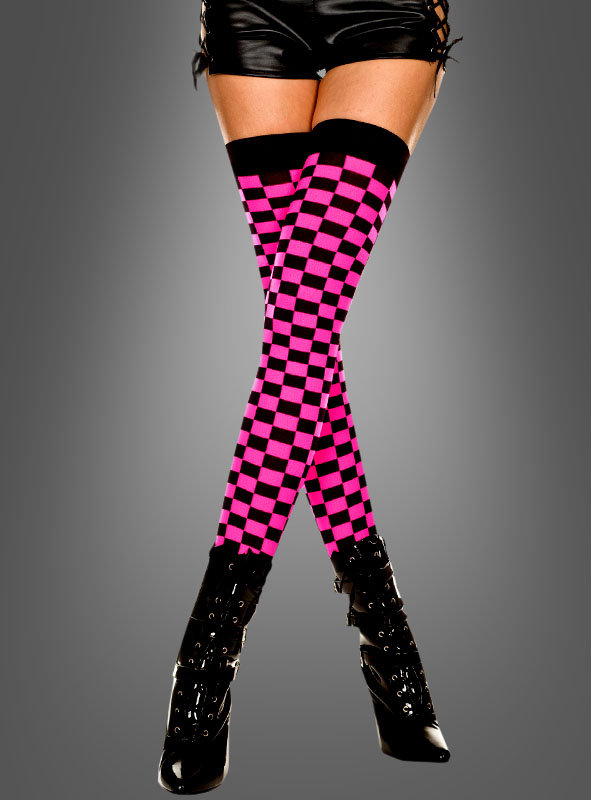 Schachbrett Overknees halterlos 