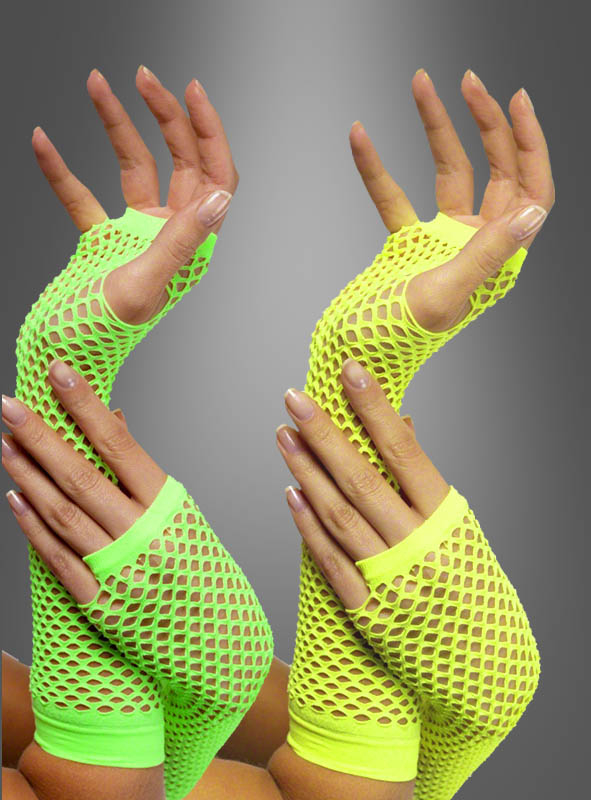 80er Jahre Handstulpen Neon Armstulpen bunt Cosplay Netzhandschuhe Regenbogen