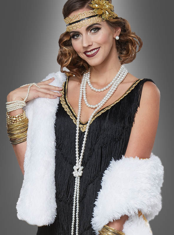 Long Plush Stole 1920s black or white 