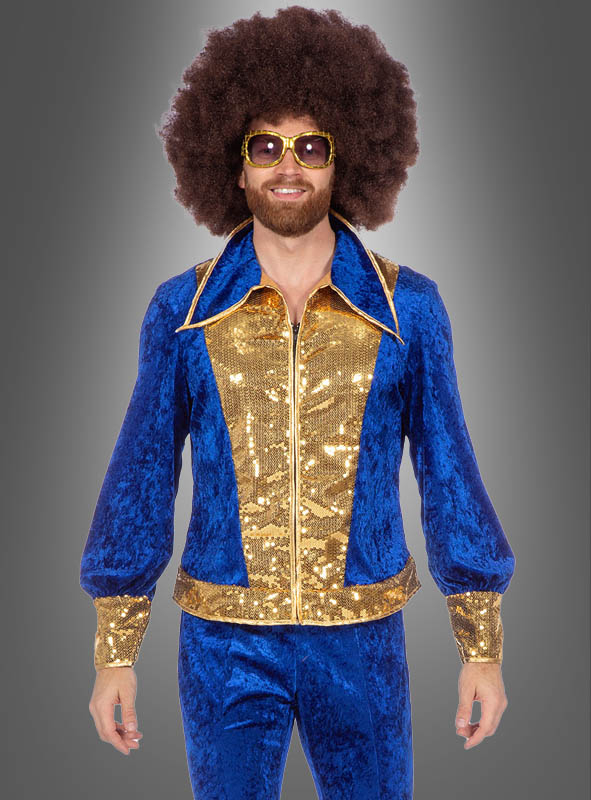 Glitzer Disco Anzug blau-gold 