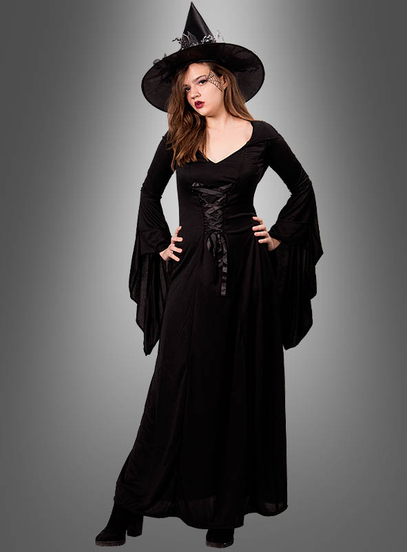 Kinder Kostüm GOTHIC LADY Hexe Vampirin Mittelalter Kleid mit Kapuze Halloween 