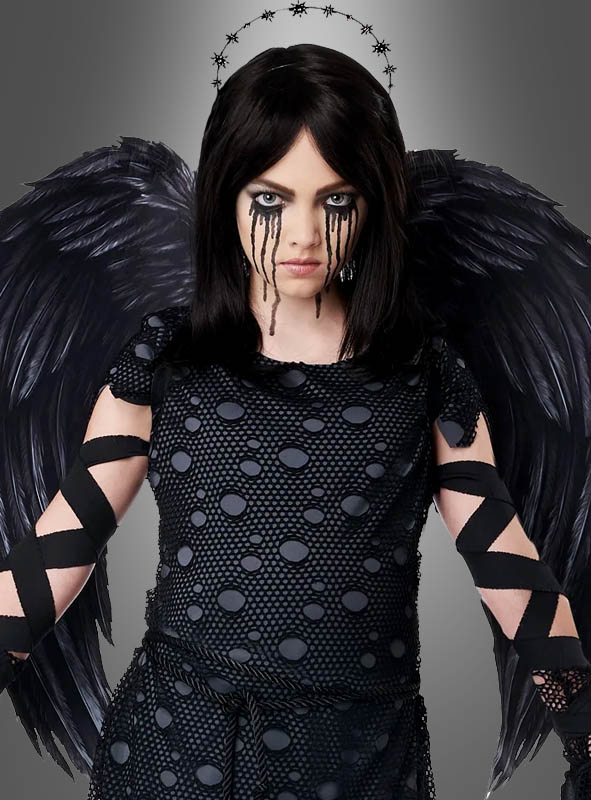 Schwarzer Engel Kostüm für Mädchen 