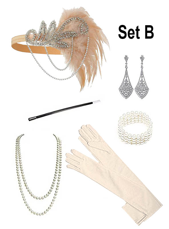 1920s Accessory Kit with Jewelry silver 