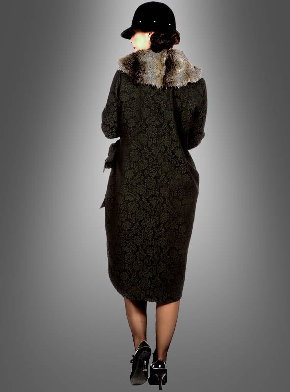 Eleganter 20er Jahre Damen Mantel mit Pelz Fell-Imitat Flapper Charleston 20`s 