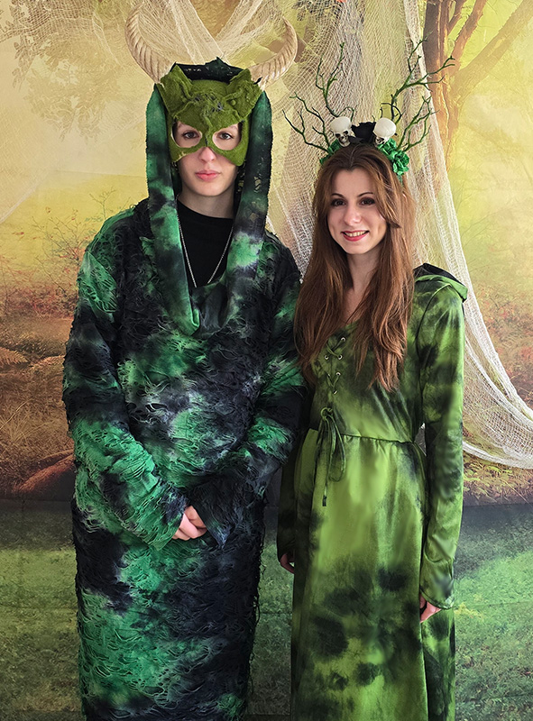 Green hooded dress store
