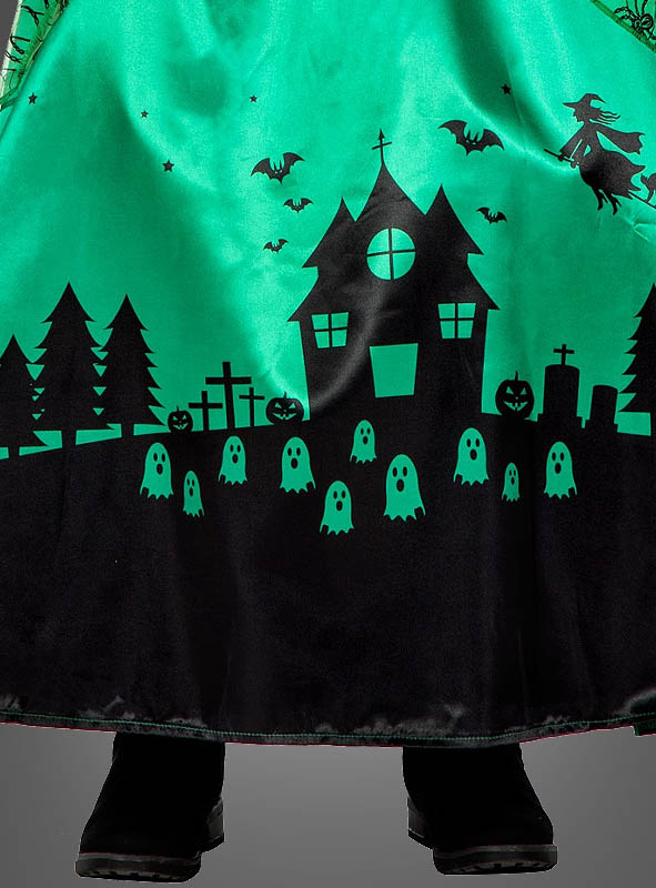 Langes Hexenkleid grün für Kinder 