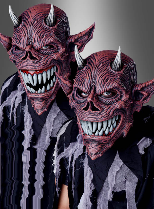 Odziez Buty I Dodatki Halloween Teufelsmaske Mit Beweglichem Mund Und Hornern Helloween Maske Party Maski I Maski Karnawalowe Makeupland Gr