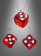 Casino Jewellery Set Dice red or black 