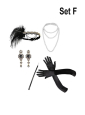 20er Charleston Accessoire Set mit Schmuck gold 