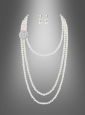 Pearl Necklace with Earrings black or white 
