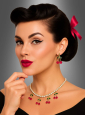 Golden Cherry Earrings Rockabilly 