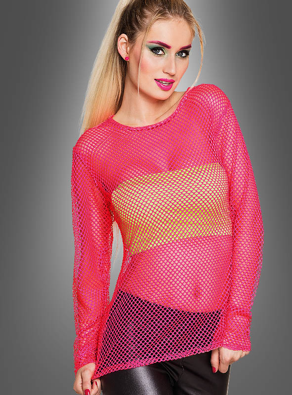 Neon pink fishnet on sale top