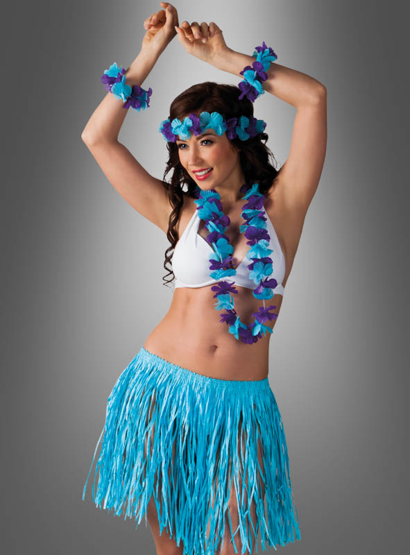 Kostüm Hawaii Set 5Tlg Bastrock Stulpen Karneval Sommerparty Erwachsene Karneval 