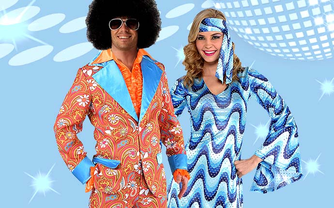Schlagerparty Disco Kostüme Schlaghosen 70er Jahre Mottoparty