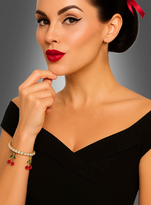 Artikelbild 1 des Artikels “Strass Armband mit Kirschen gold “