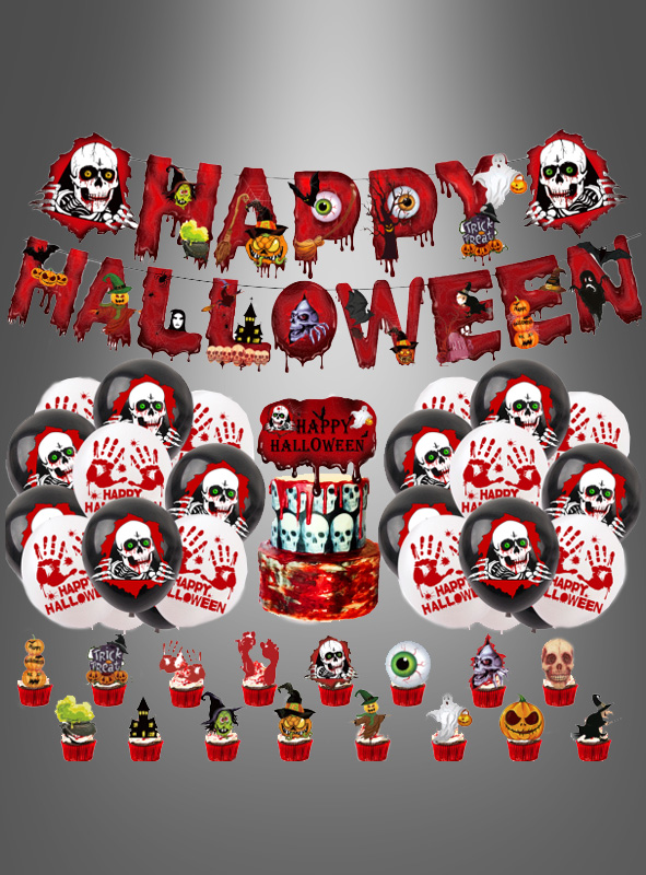 Product image 1 of the product “Complete Halloween Deco Set red-black 39 Pieces ”