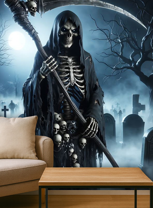 Artikelbild 1 des Artikels “Halloween Sensenmann 120x185cm Wandbild waschbar “