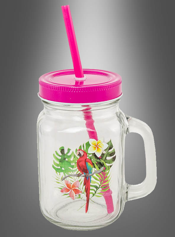 Artikelbild 1 des Artikels “Trinkglas mit Deckel u. Strohhalm Papagei 470ml “