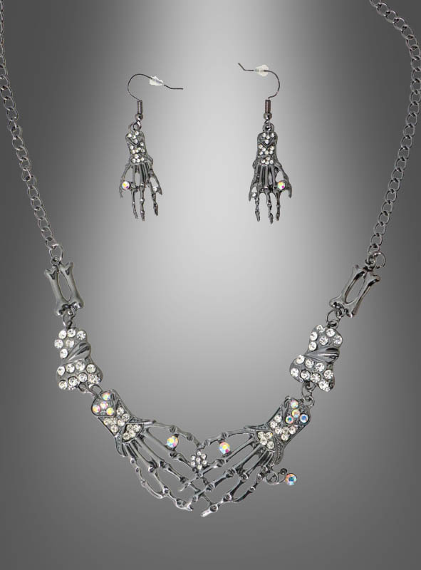 Product image 1 of the product “Skeleton Hands Necklace & Earrings ”