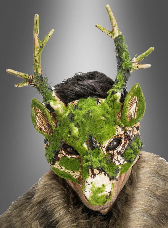 Product image 1 of the product “Moss Effect Deer Mask with Antlers ”