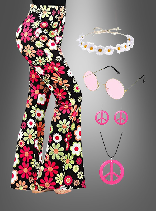 Artikelbild 1 des Artikels “Flower Hippie Set pink Schlaghose und Zubehör “