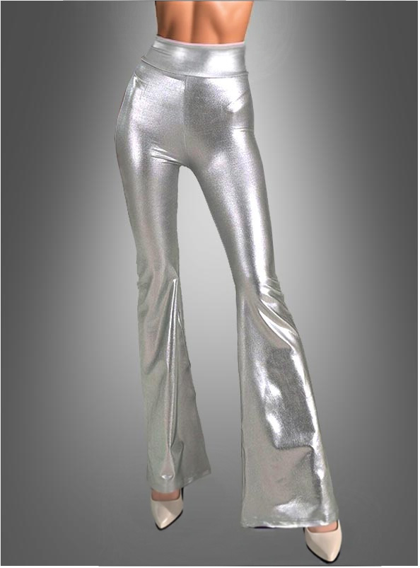Product image 1 of the product “Shiny Women Bell Bottom Pants silver ”
