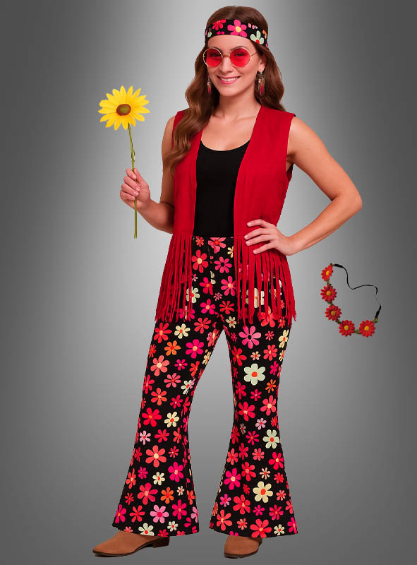 Artikelbild 1 des Artikels “Hippie Kostüm Set Flowers rot mit Accessoires “