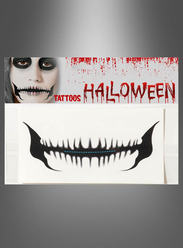 Artikelbild 1 des Artikels “Halloween Tattoo zugenähter Mund Lippen “