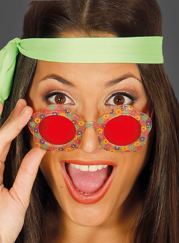 Product image 1 of the product “Round Flower Glasses for Hippie Costumes ”