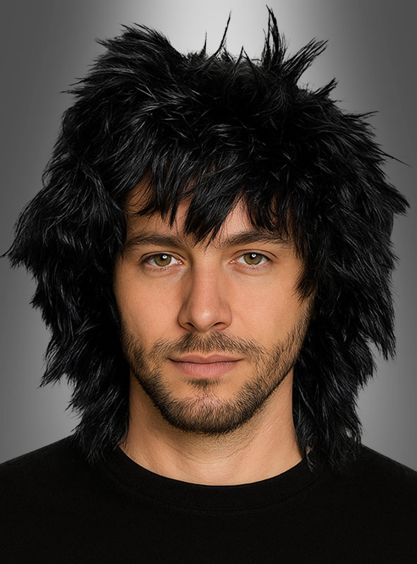 Artikelbild 1 des Artikels “Schwarze Rocker 80er Perücke halblang “