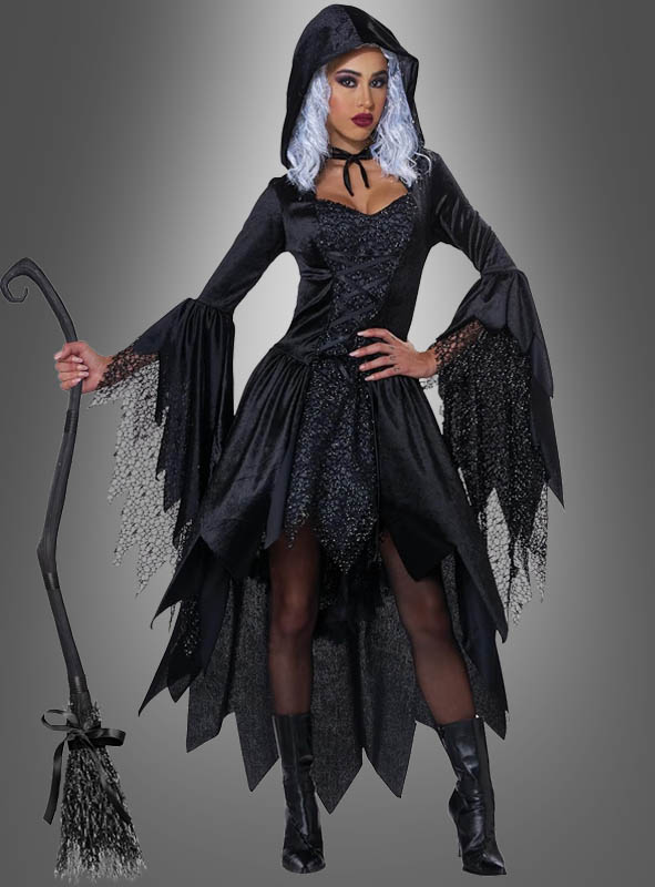 Artikelbild 1 des Artikels “Schwarze Glamour Hexe Kleid mit Kapuze “