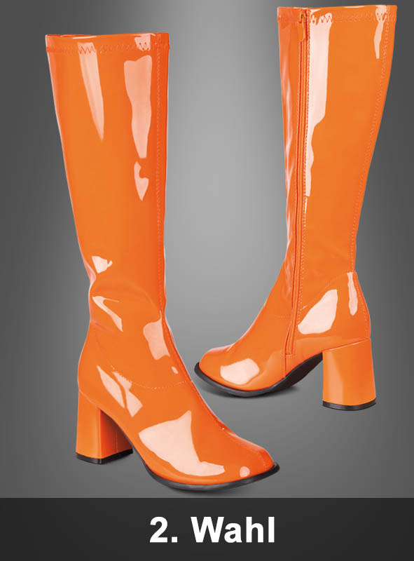 Artikelbild 1 des Artikels “2. Wahl - 70er Lackstiefel Weitschaft orange 39 “